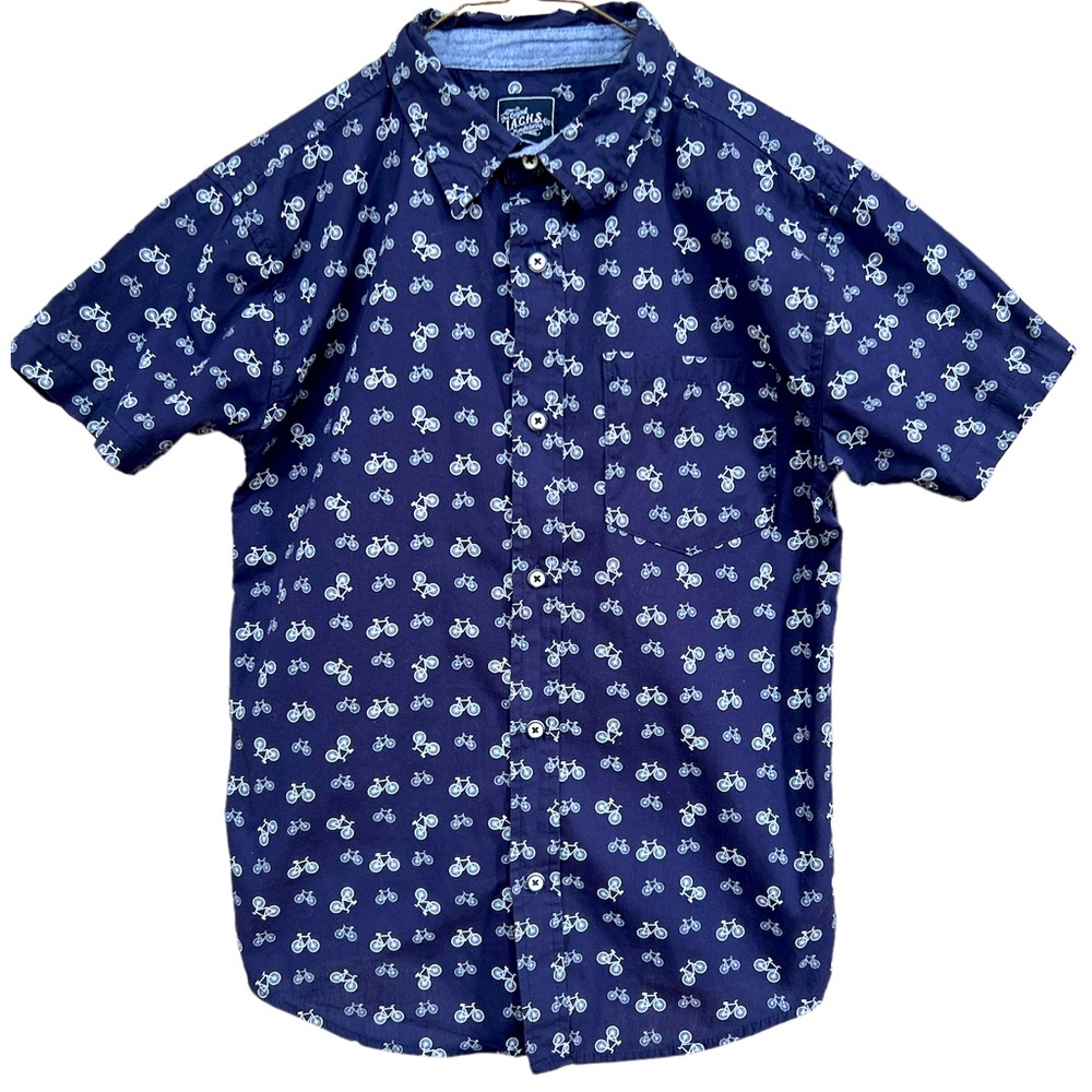 Boys Short Sleeve dress shirt with Bicycle pattern Size L 14-16